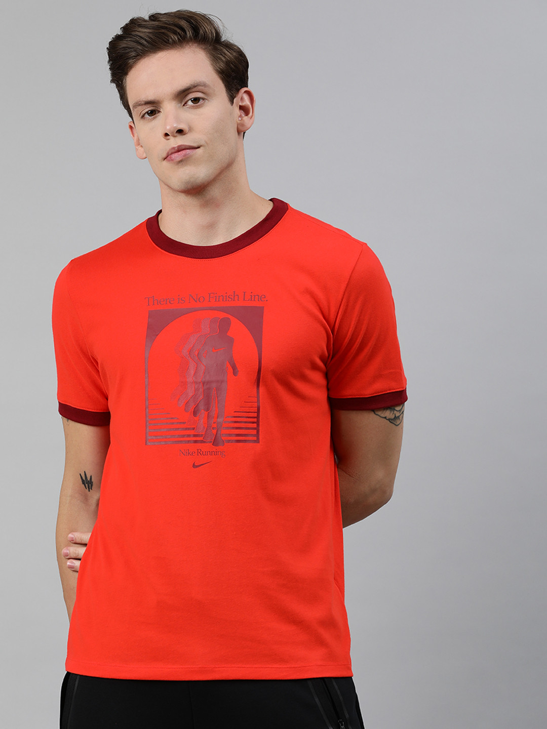 

Nike Men Red AS M NK DRY TEE ENERGY Printed Round Neck T-shirt