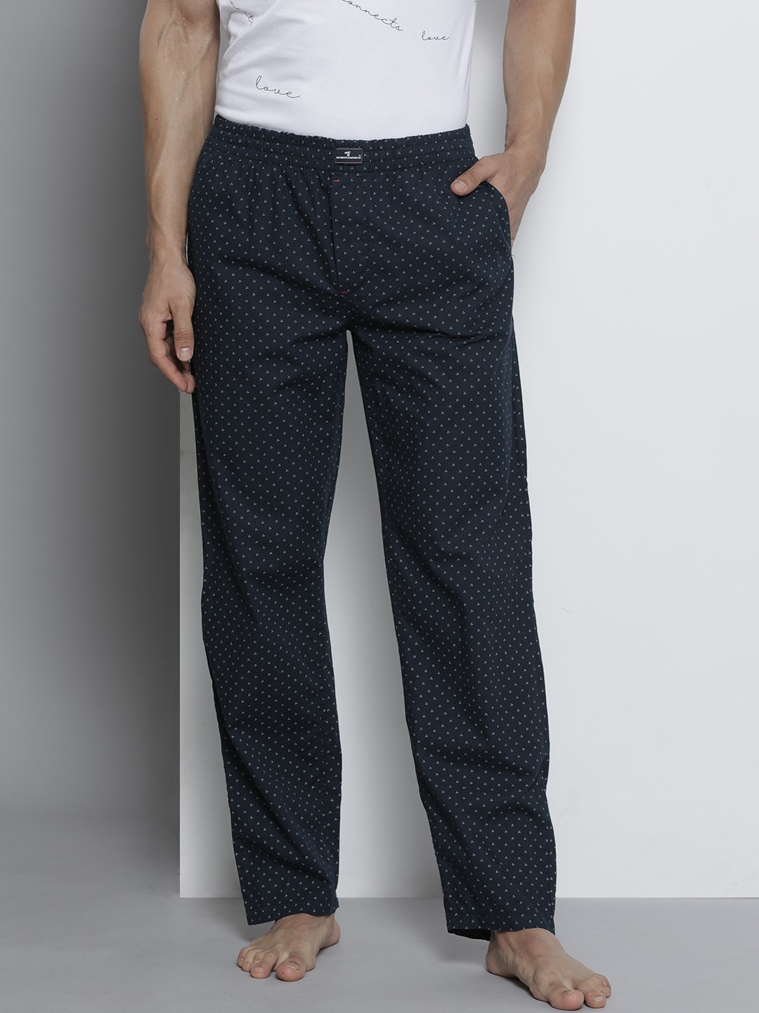 

The Indian Garage Co Men Navy Blue Cotton Printed Lounge Pants