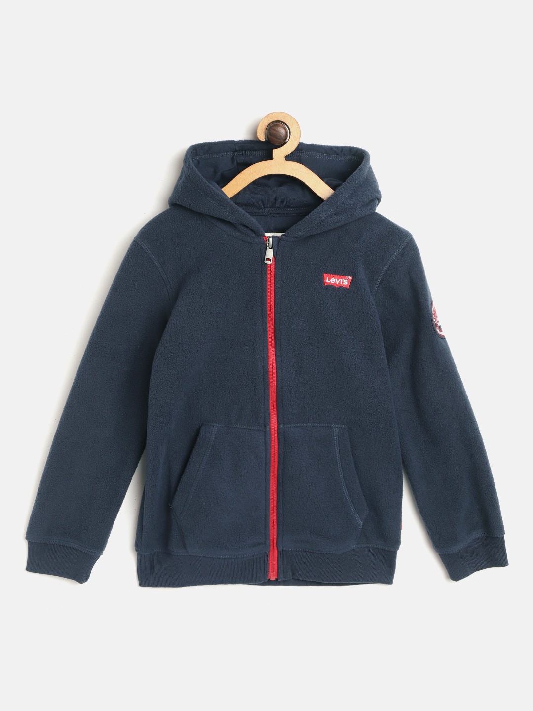 

Levis Boys Navy Blue Solid Fleece Hooded Sweatshirt