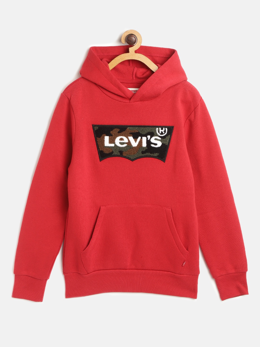 

Levis Boys Red Brand Logo Applique Detail Hooded Sweatshirt
