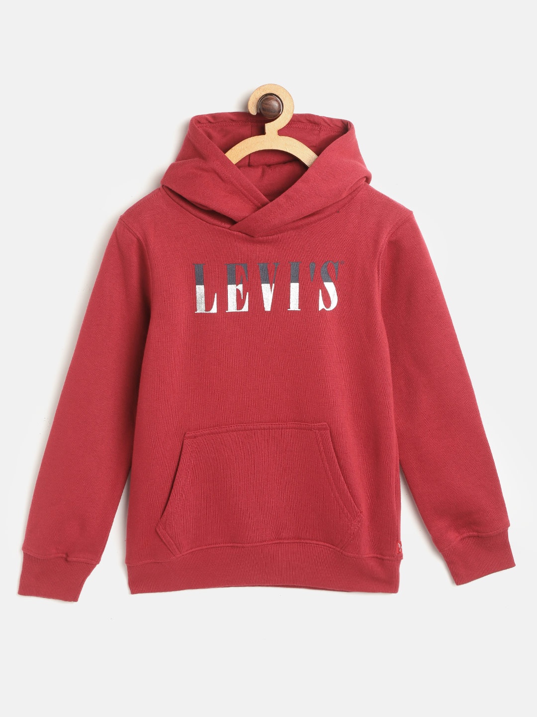 

Levis Boys Maroon Brand Logo Print Detail Hooded Sweatshirt