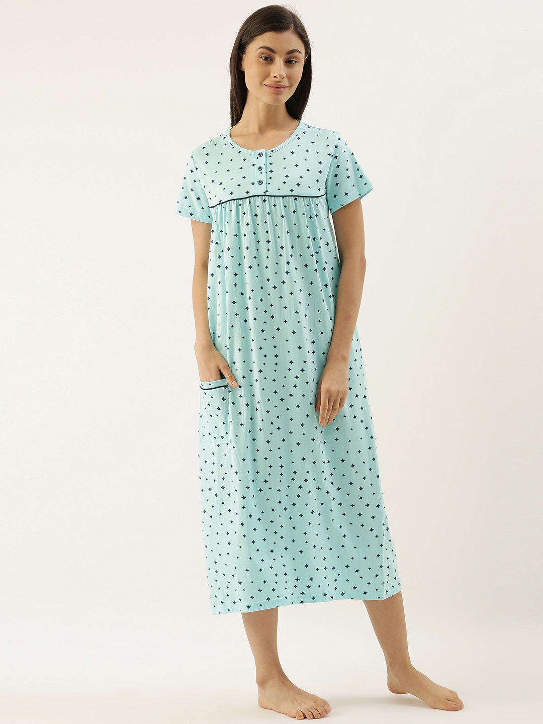

Slumber Jill Women Blue Printed Nightdress