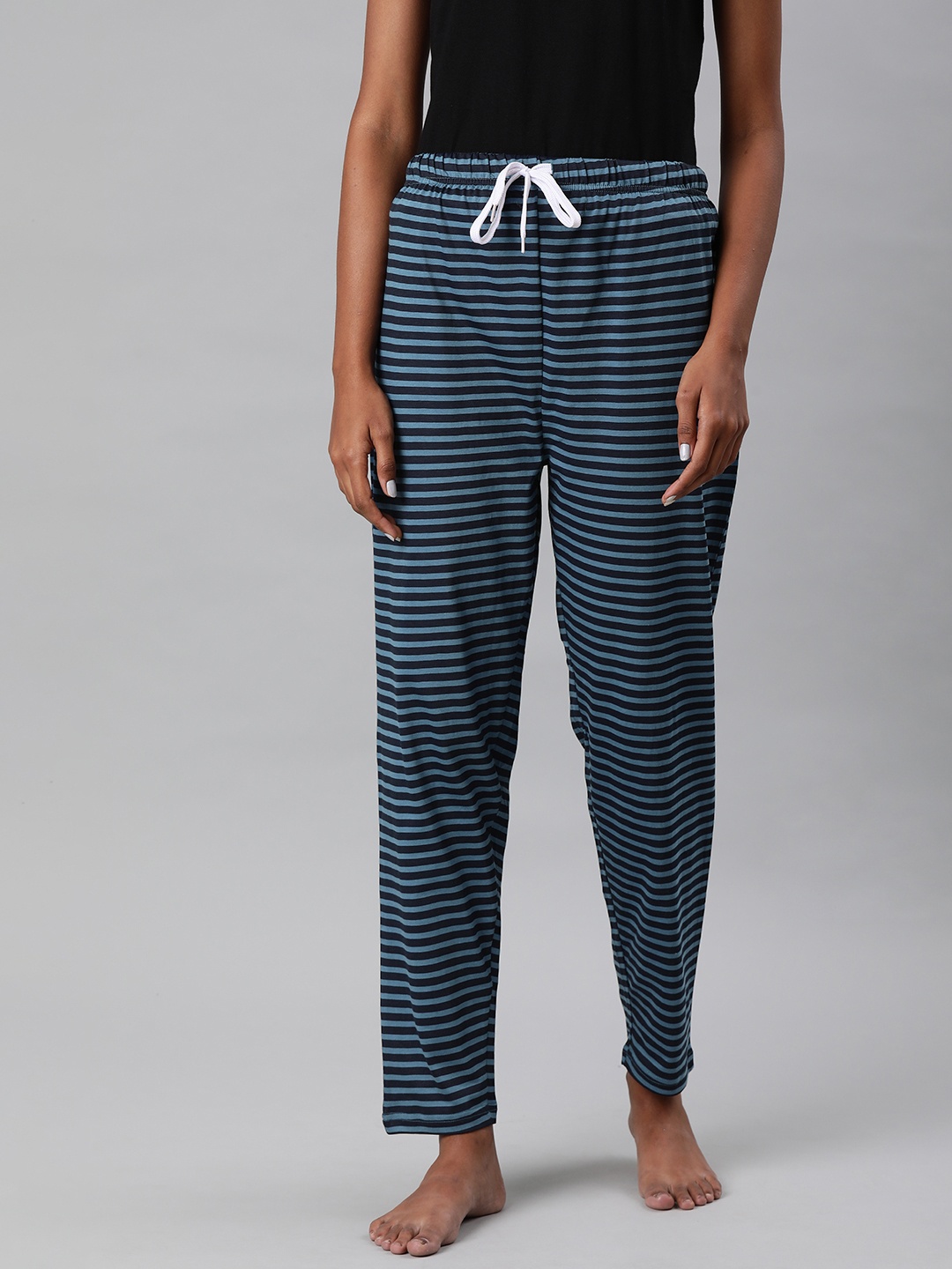 

QUARANTINE Women Blue Striped Straight Fit Track Pants