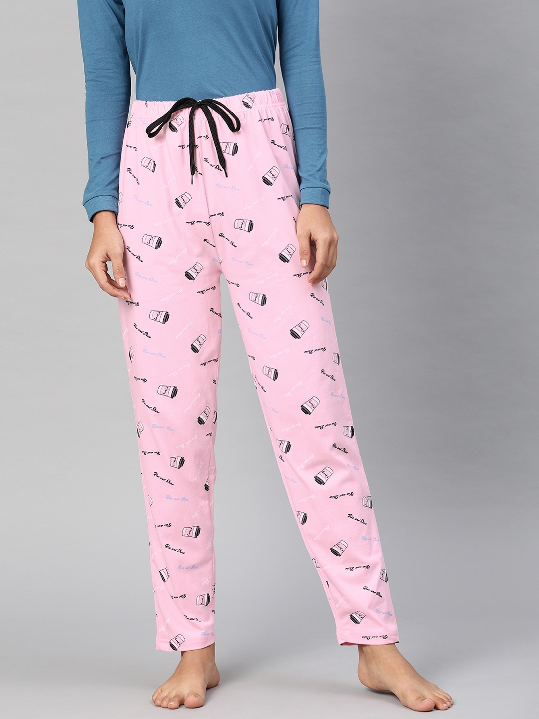 

QUARANTINE Women Pink & Black Printed Lounge Pants