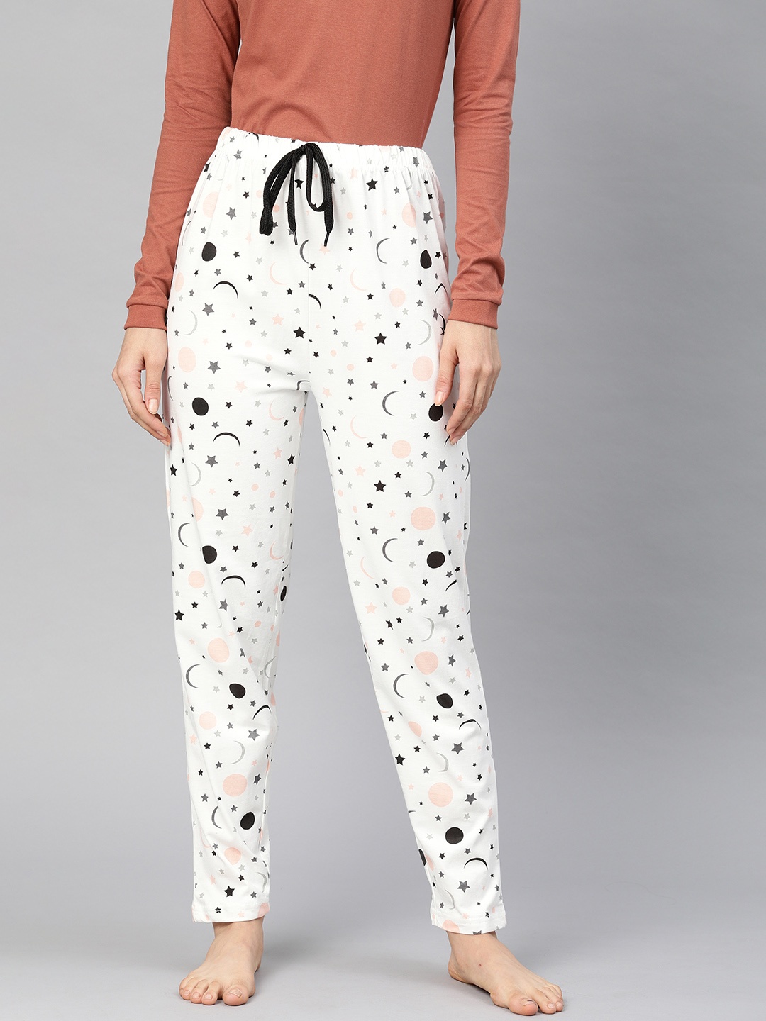 

QUARANTINE Women Off-White Printed Lounge Pants