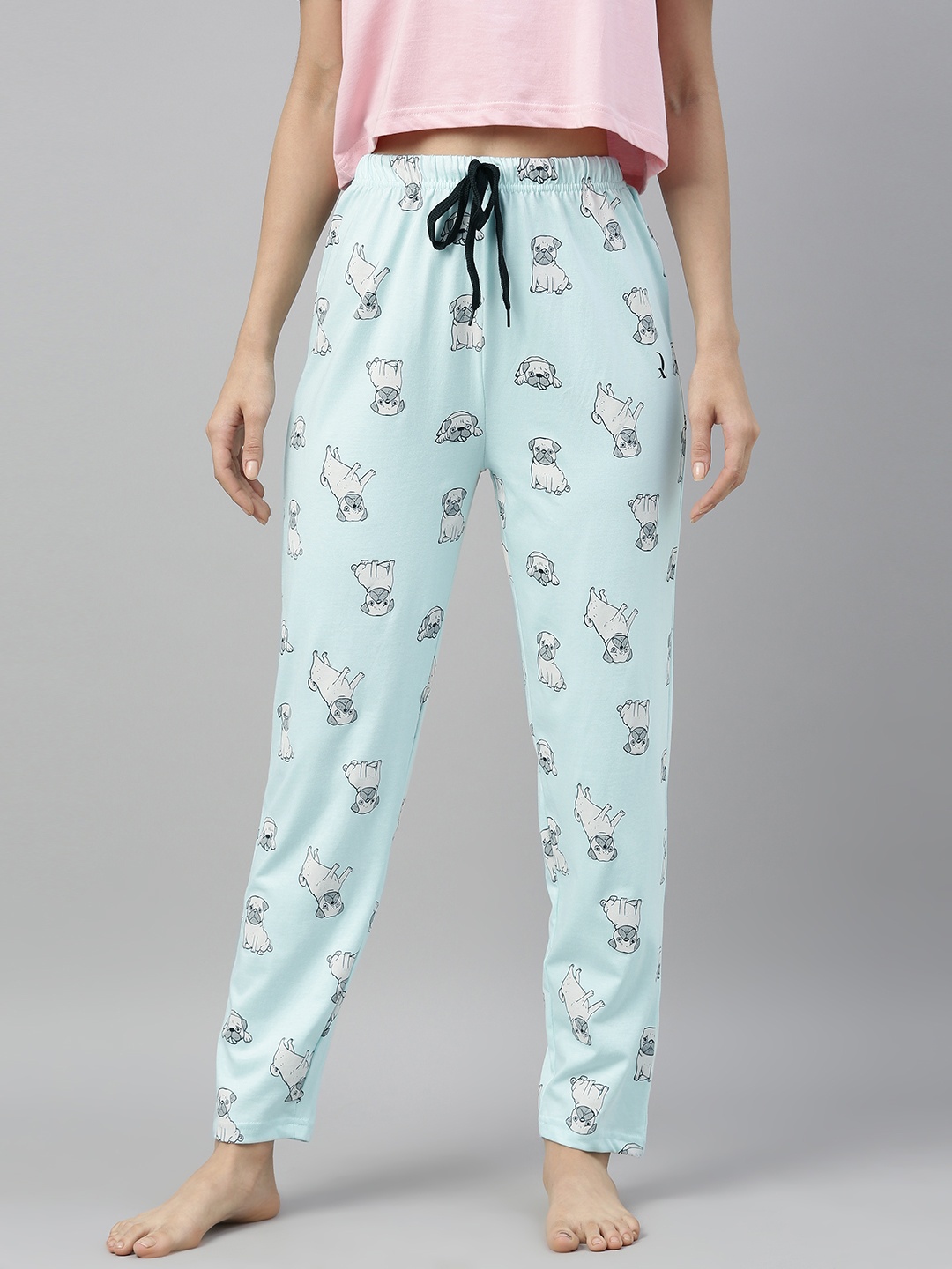 

QUARANTINE Women Blue Printed Lounge Pants