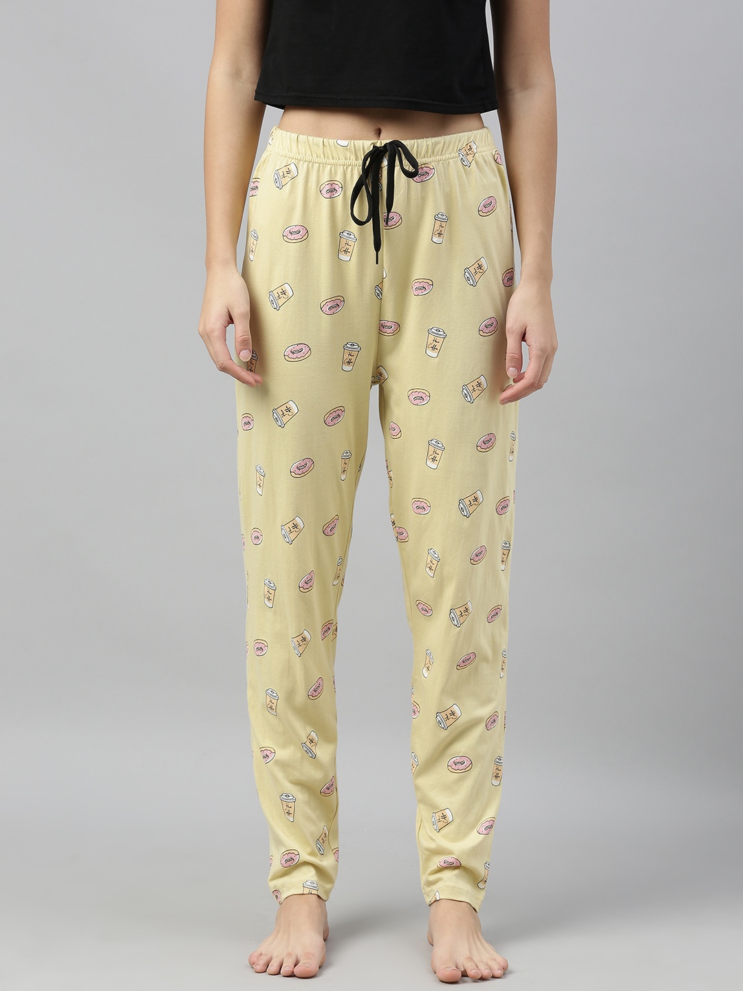 

QUARANTINE Women Yellow Printed Straight Fit Track Pants