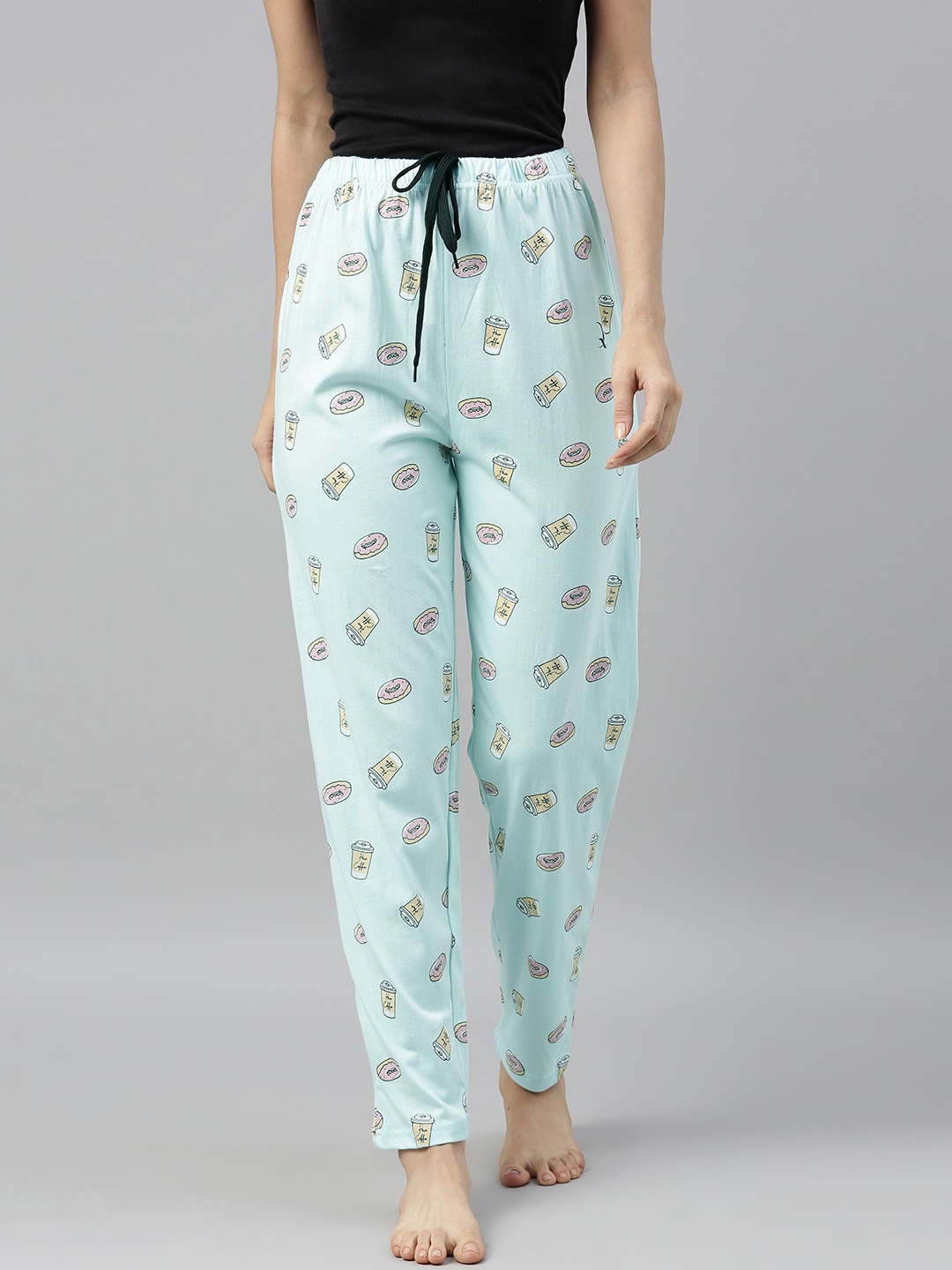

QUARANTINE Woman's Blue and Beige Printed Lounge Pants