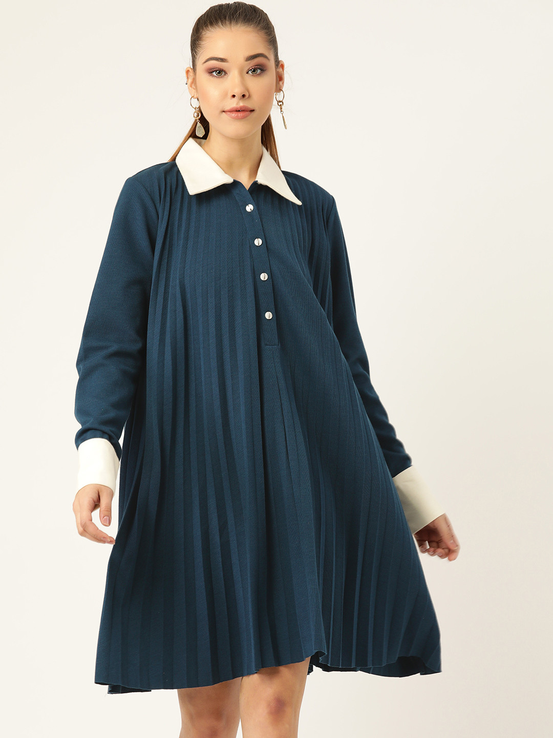 

KASSUALLY Women Teal Blue Solid A-Line Dress