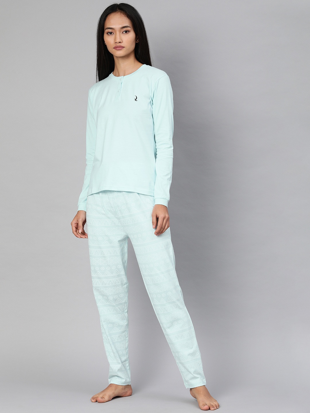 

QUARANTINE Women Blue Solid Night suit