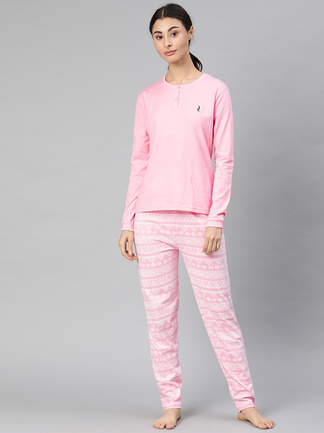 

QUARANTINE Women Pink Solid Night suit