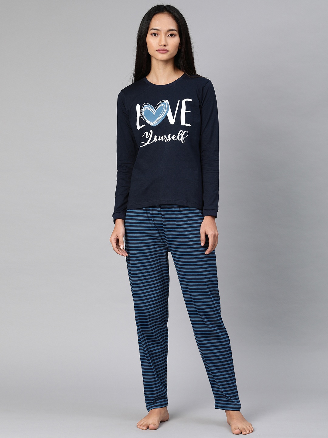 

QUARANTINE Women Navy Blue Printed Night suit