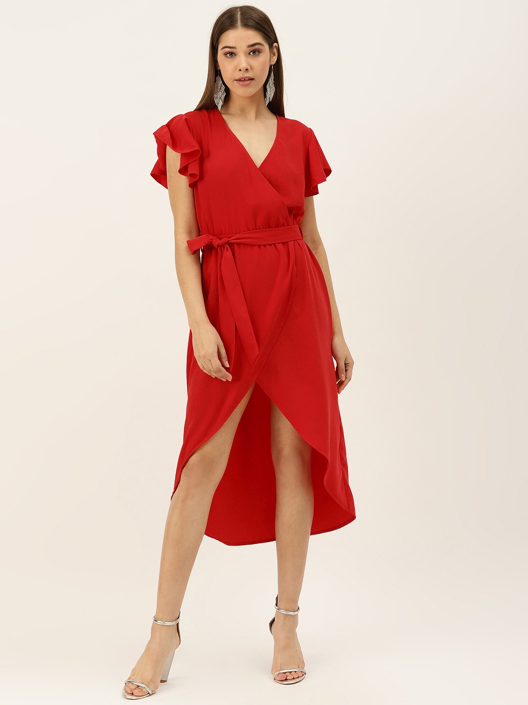 

DODO & MOA Women Red Solid Wrap Dress