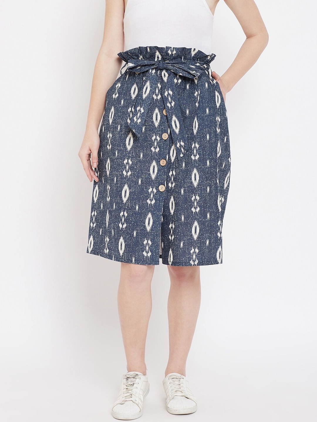 

LUCERO Women Multicolored Printed Button Down A-Line Skirt, Multi