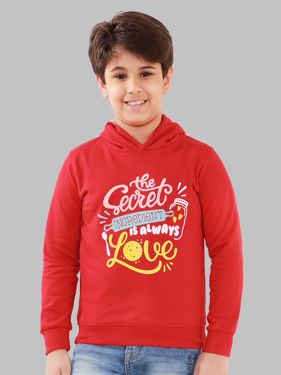 

Naughty Ninos Boys Red Printed Hooded Sweatshirt