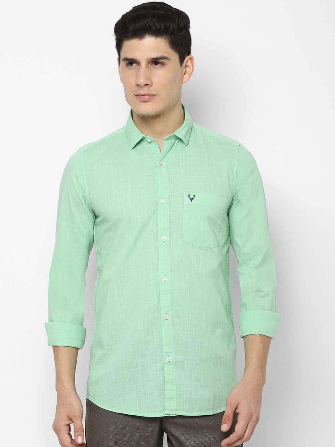 

Allen Solly Men Green Slim Fit Solid Casual Shirt