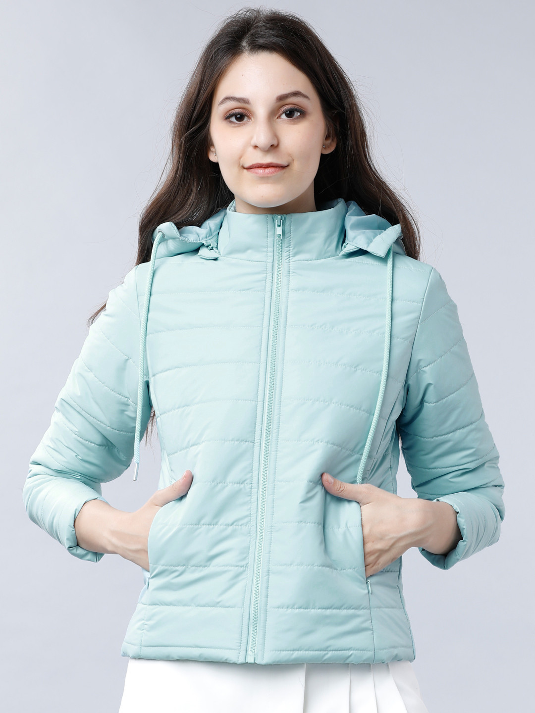 

Tokyo Talkies Women Blue Solid Padded Jacket