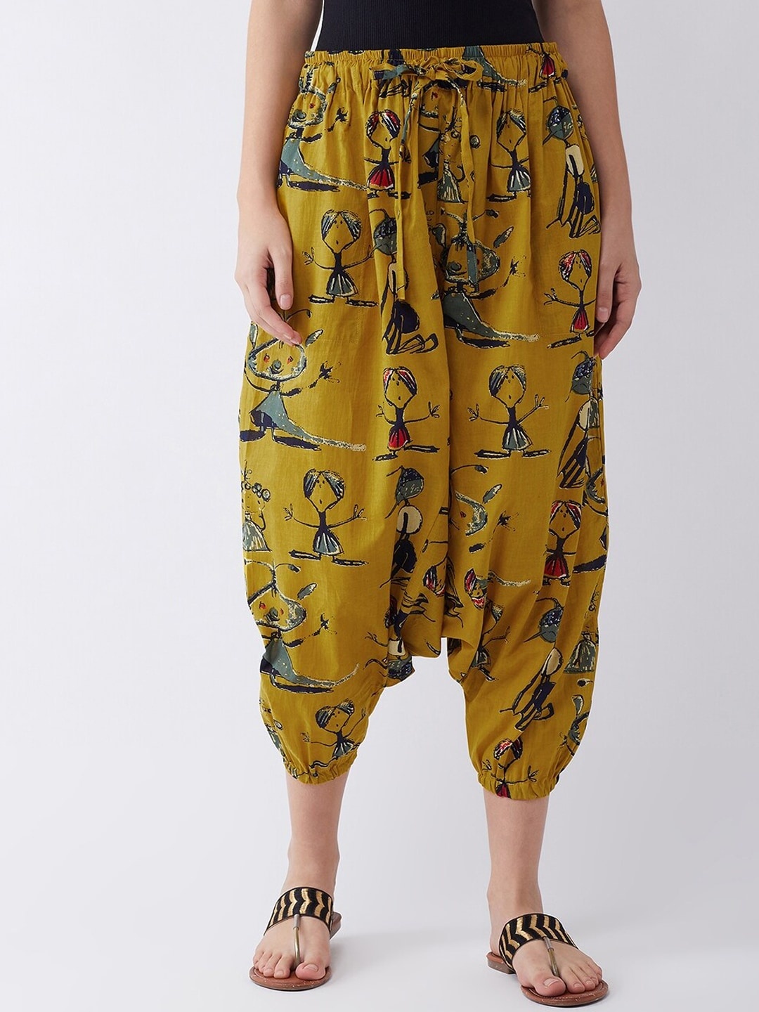 

InWeave Women Mustard Yellow & Grey Printed Harem Pants