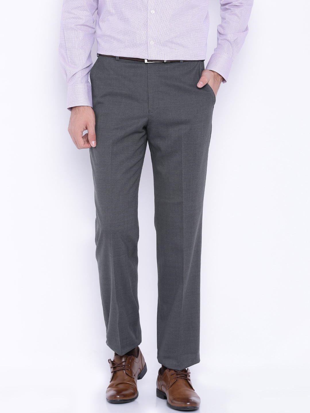 

Park Avenue Grey Woollen Slim Fit Formal Trousers