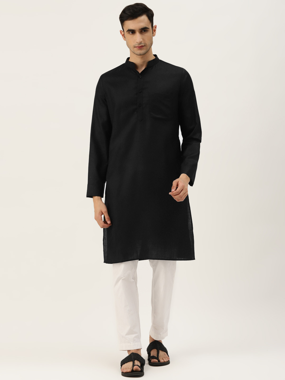 

Molly & Michel Men Black Solid Straight Kurta