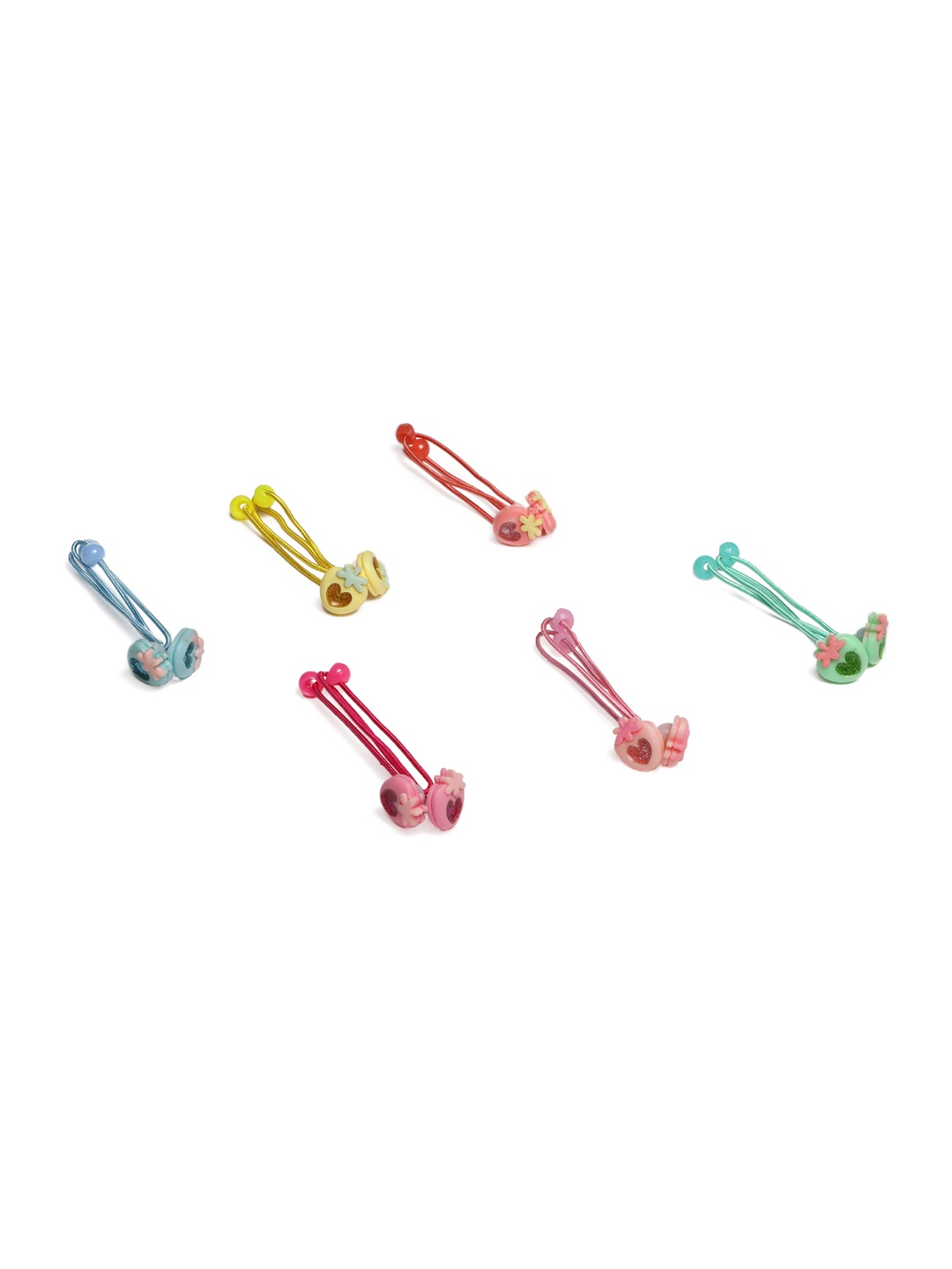 

LAIDA Girls Set of 12 Multicoloured Heart Shaped Hairbands, Multi
