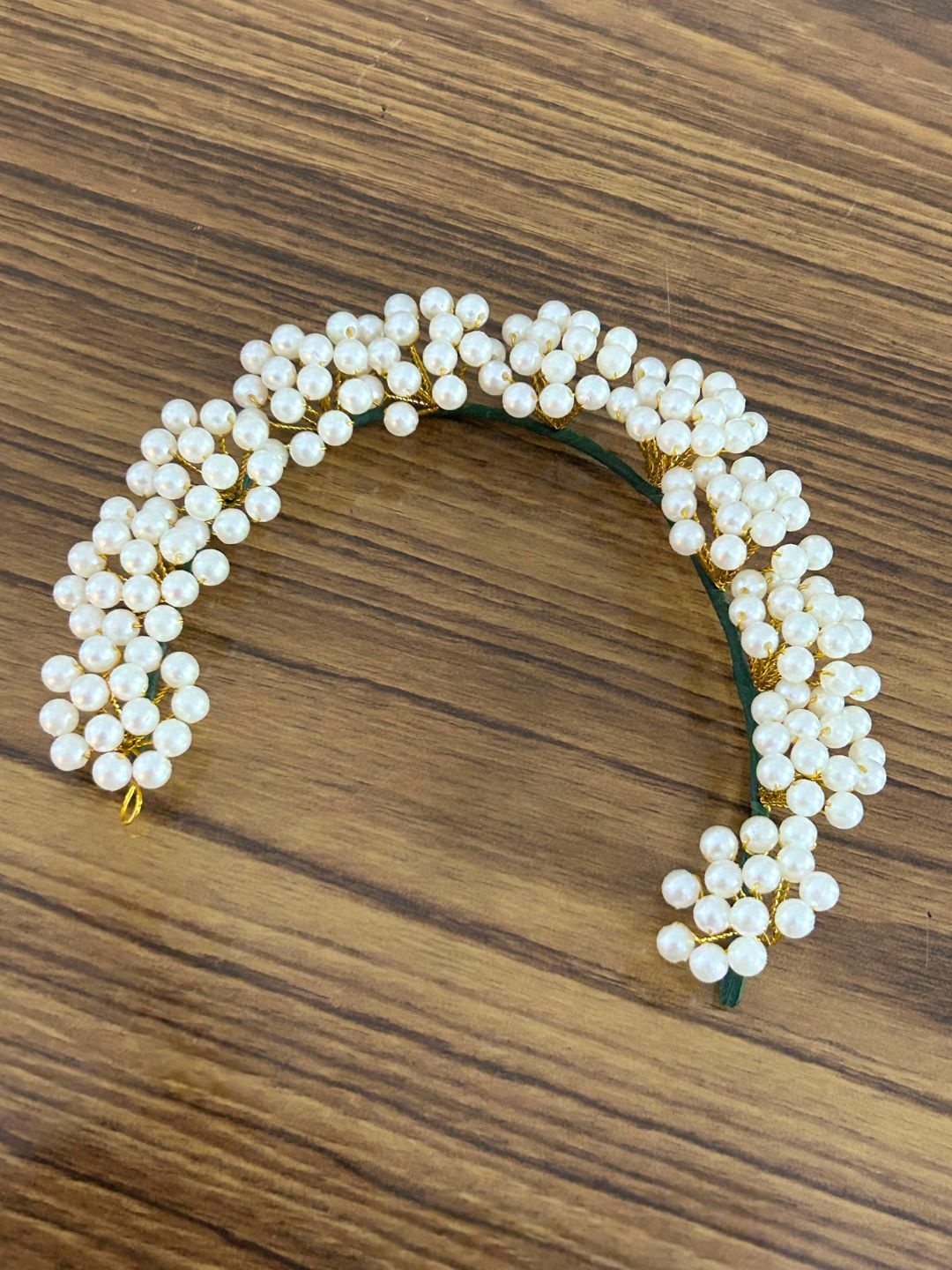 

LAIDA White & Gold-Toned Handcrafted Embellished Bun Accessory