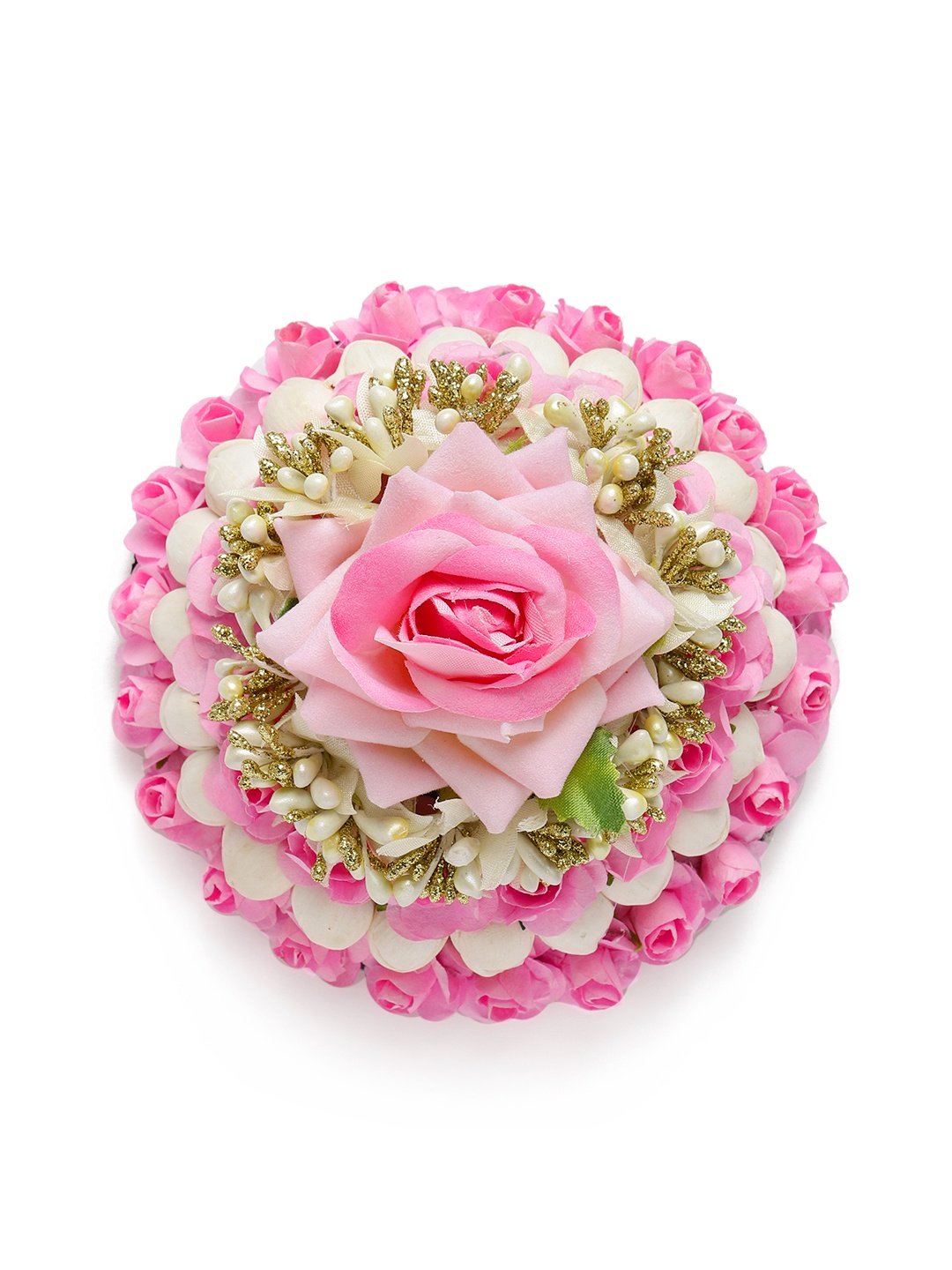 

LAIDA Pink Embellished Gajra Designed Hair Bun Cover