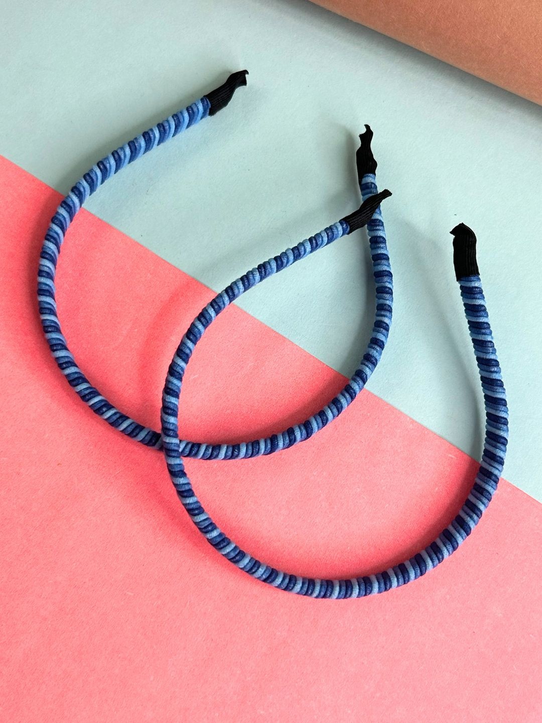 

LAIDA Girls Set of 2 Blue Striped Hairbands