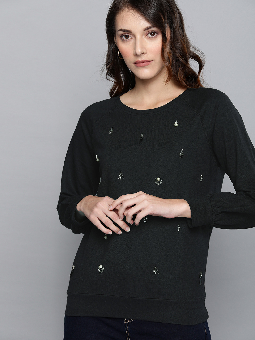 

Chemistry Women Black Embellished Top