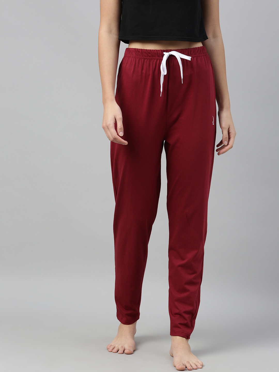 

QUARANTINE Women Maroon Solid Lounge Pants