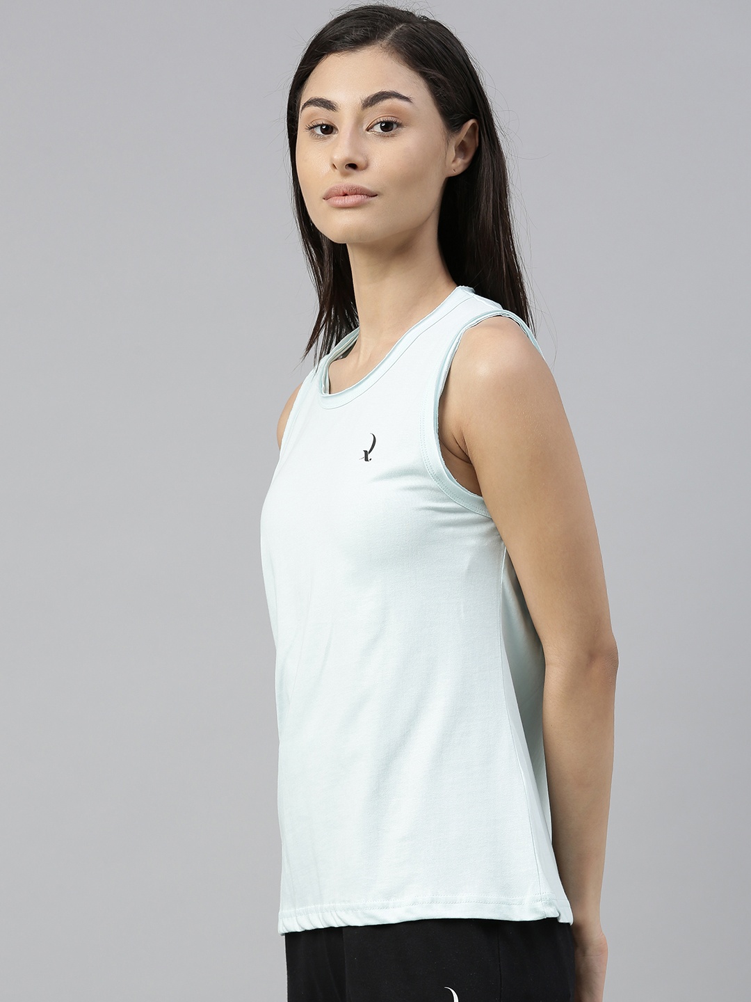 

QUARANTINE Women Blue Solid Round Neck T-shirt