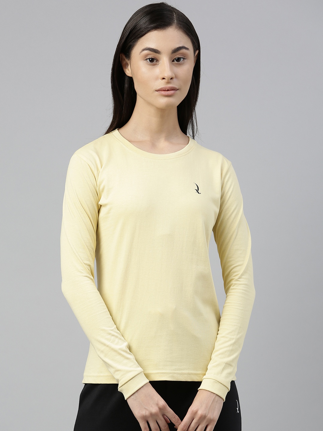 

QUARANTINE Women Yellow Solid Round Neck T-shirt