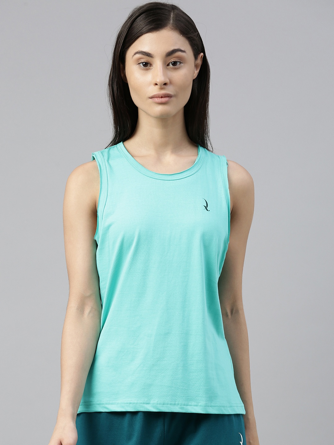 

QUARANTINE Women Sea Green Solid Round Neck Lounge T-shirt