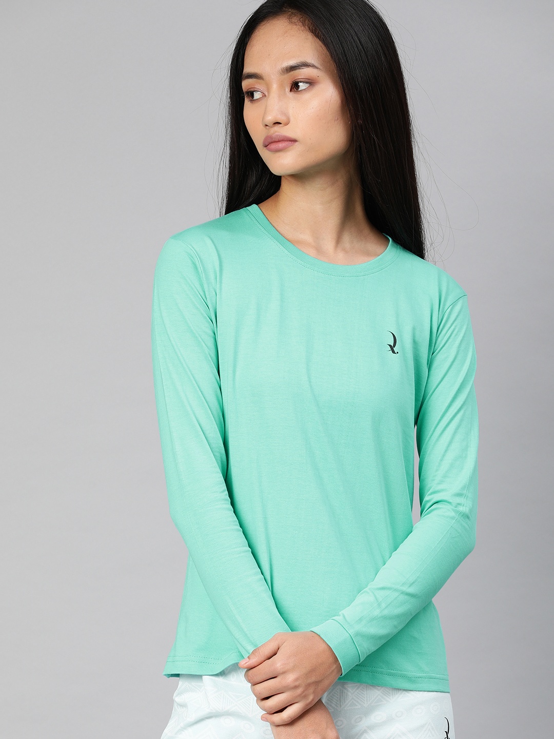 

QUARANTINE Women Green Solid Round Neck Lounge T-Shirt