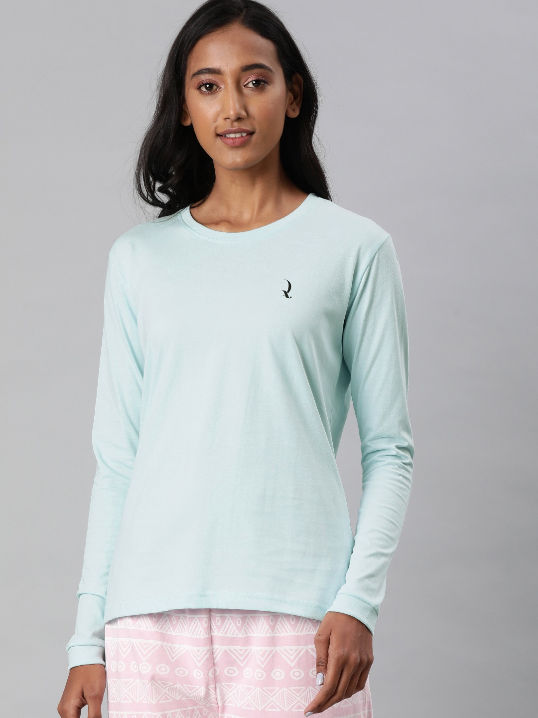 

QUARANTINE Women Blue Solid Round Neck T-shirt