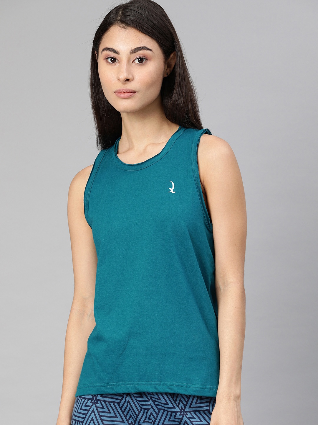 

QUARANTINE Women Teal Blue Solid Lounge T-shirt