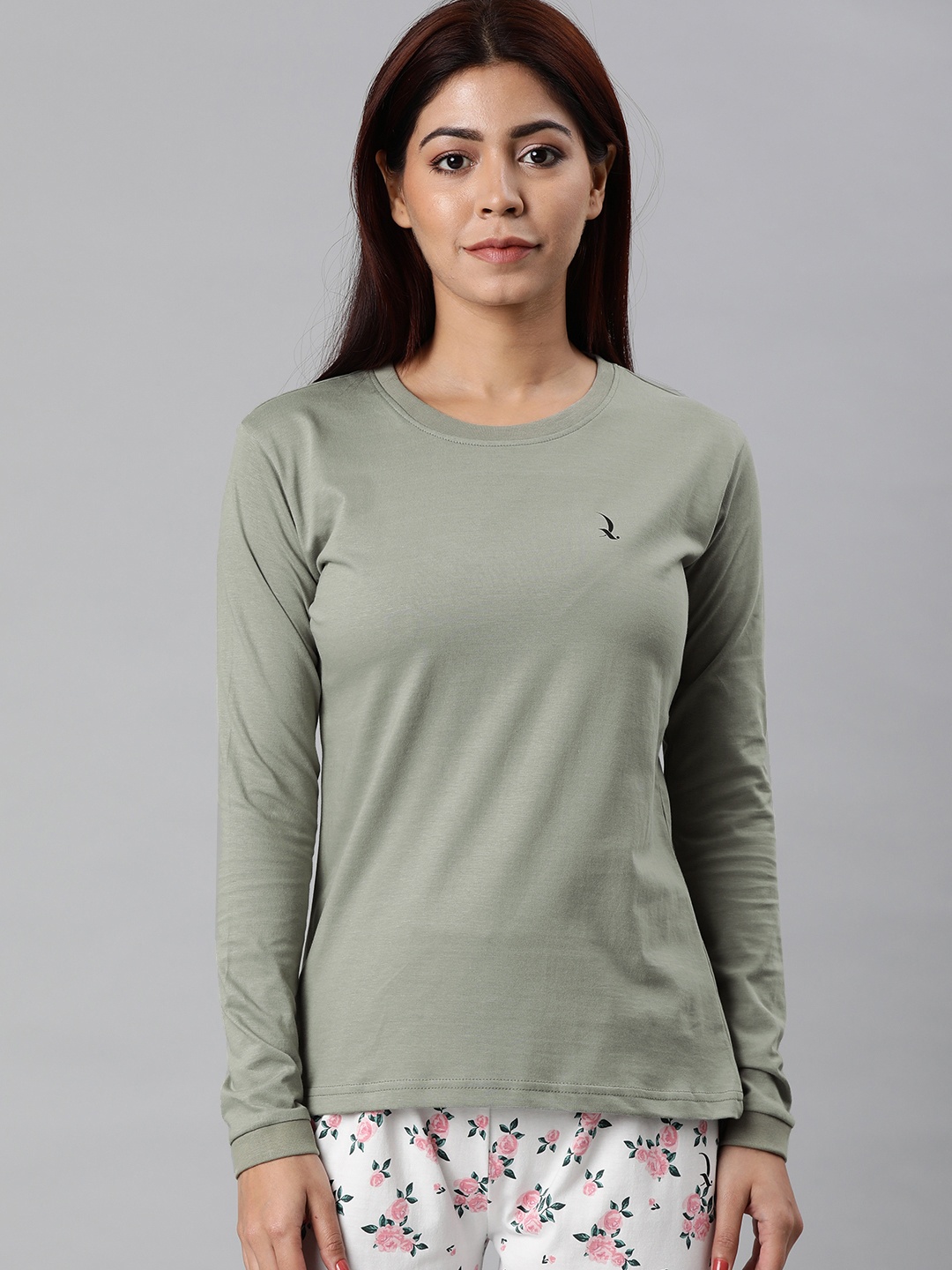 

QUARANTINE Women Grey Solid Round Neck T-shirt