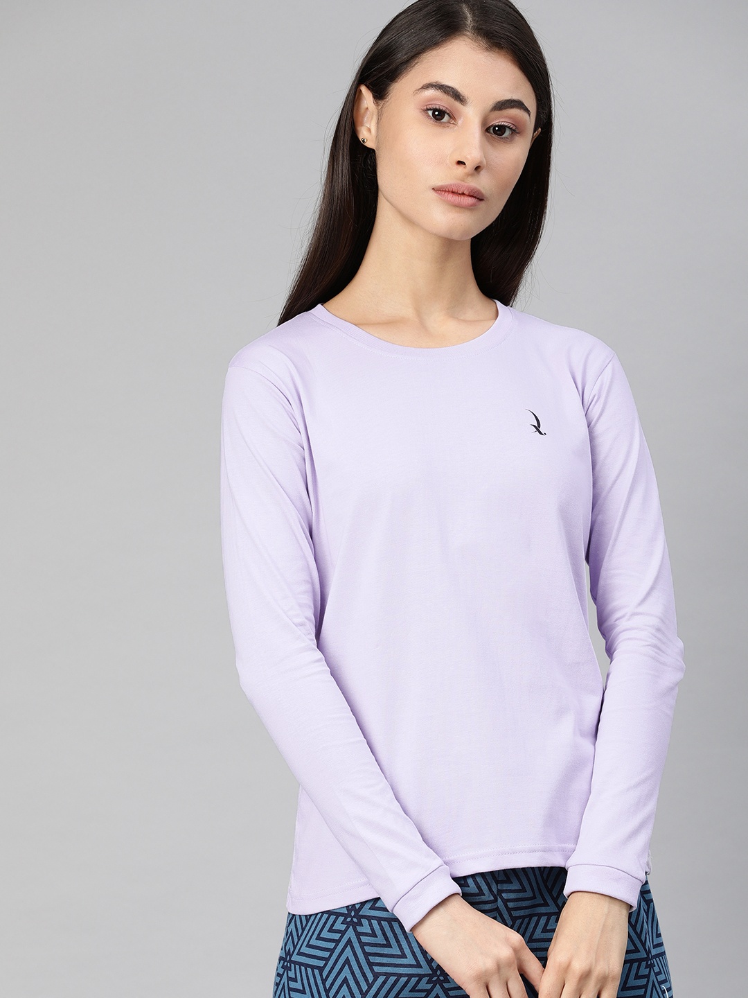 

QUARANTINE Women Purple Solid Round Neck Lounge T-Shirt