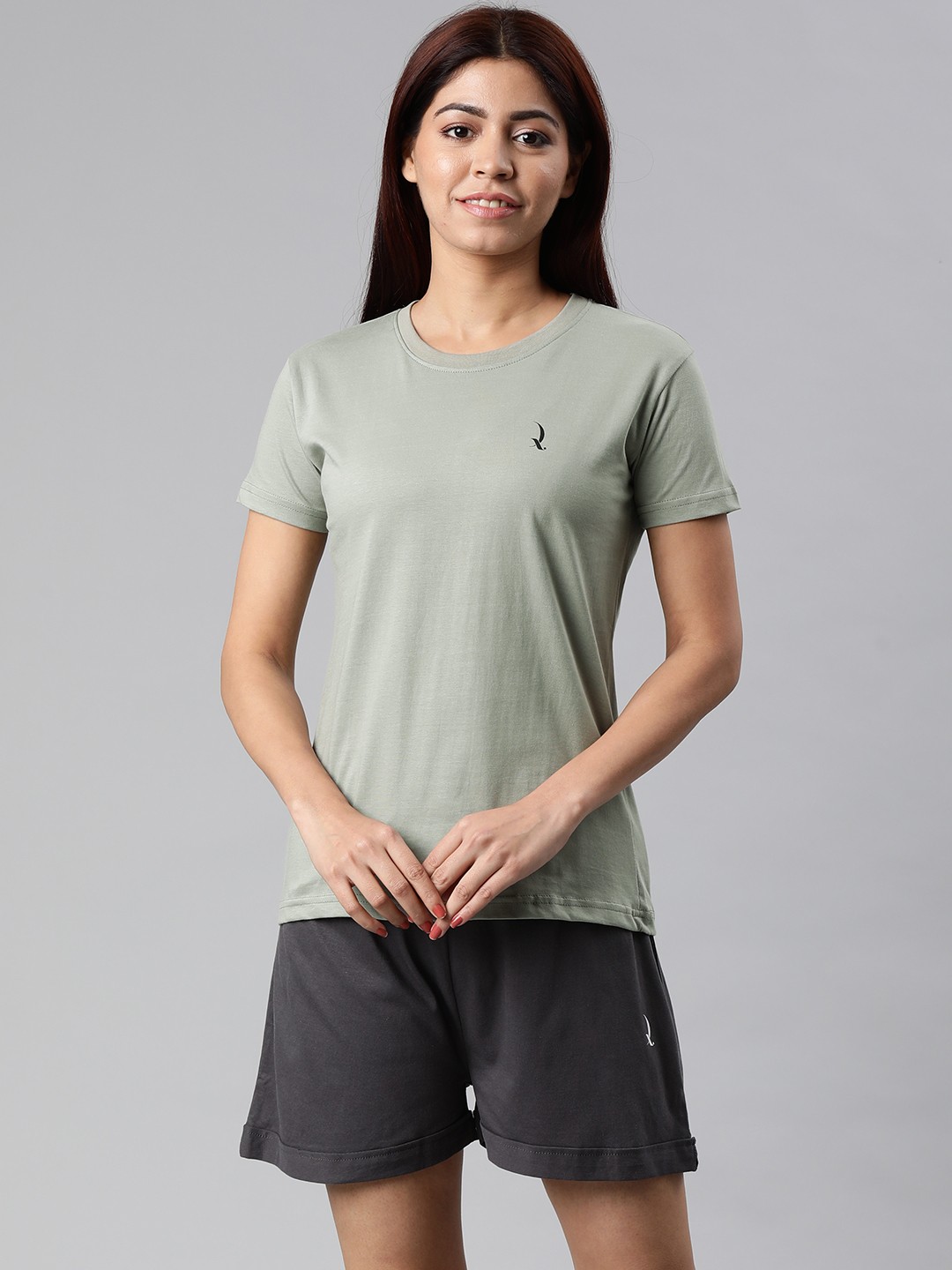 

QUARANTINE Women Grey Solid Night suit