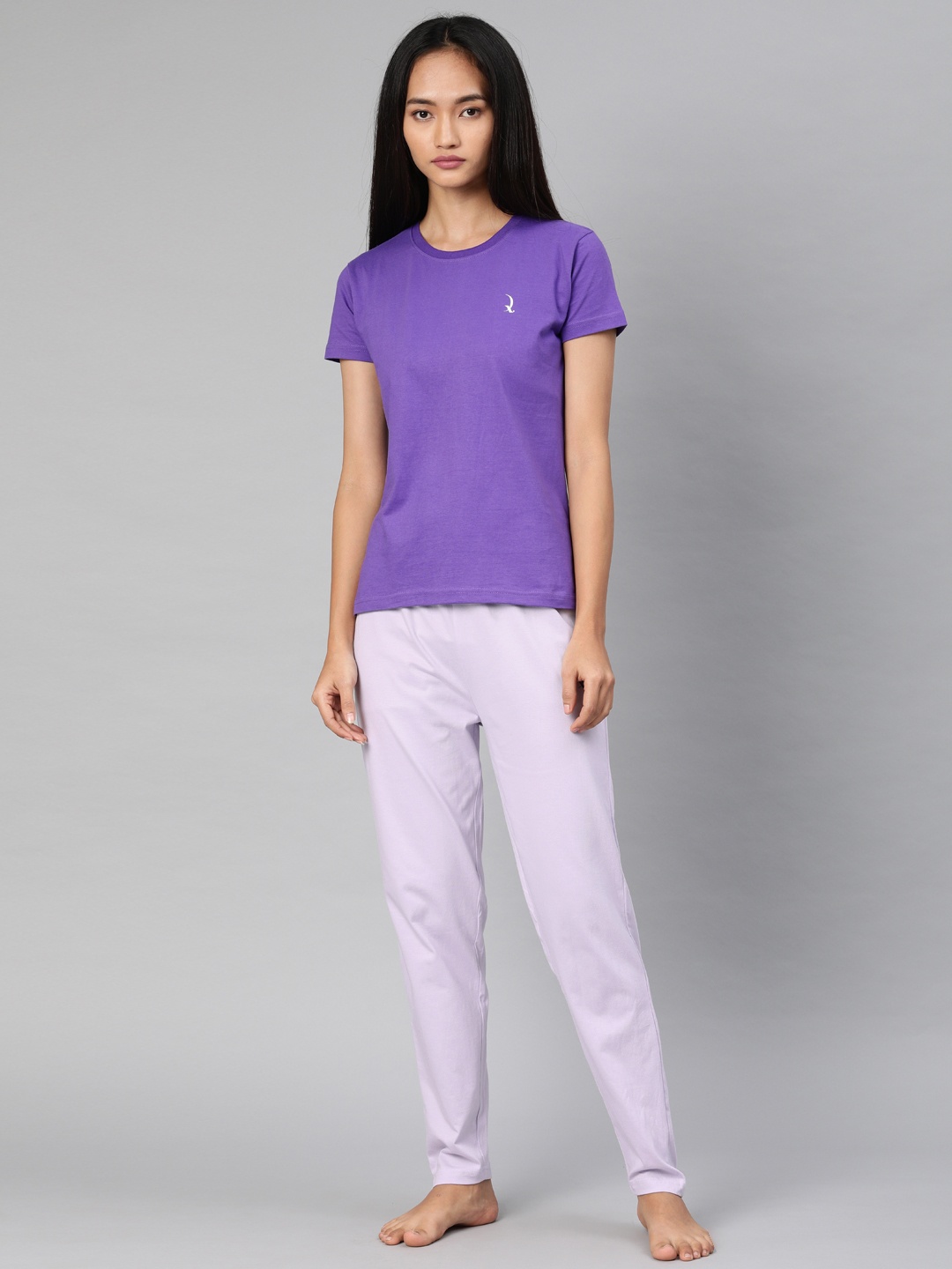 

QUARANTINE Women Purple Solid Night suit