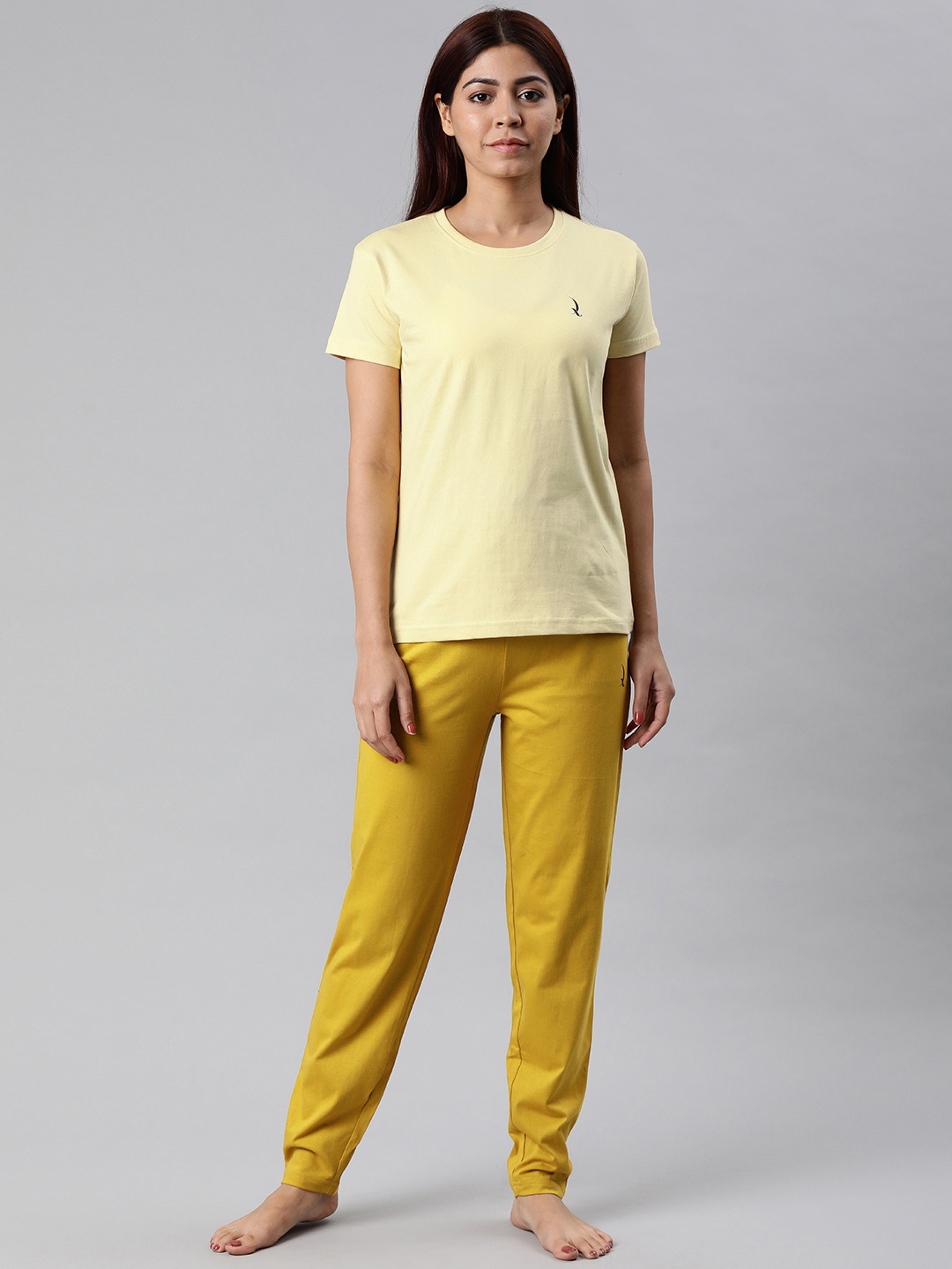 

QUARANTINE Women Yellow Solid Night suit