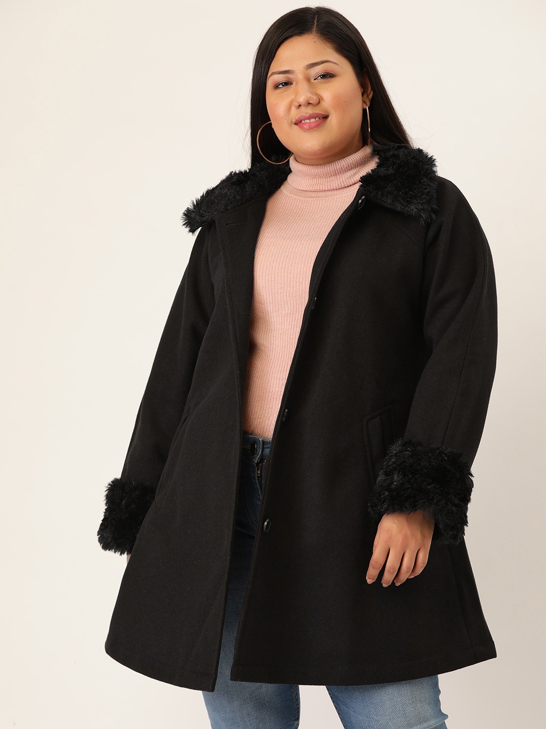 

Revolution Plus Size Women Black Overcoat