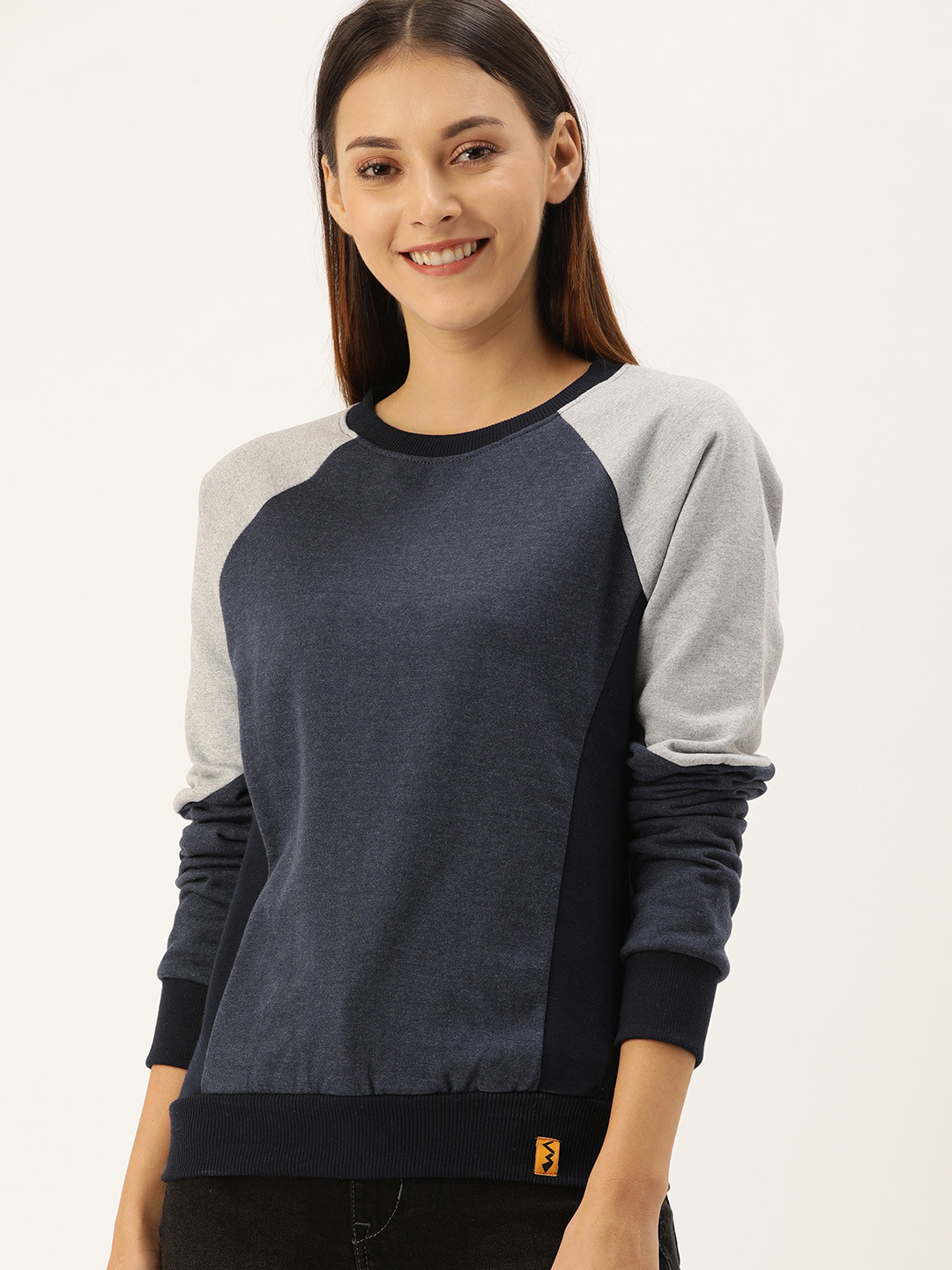 

Campus Sutra Women Navy Blue Colourblocked Sweatshirt
