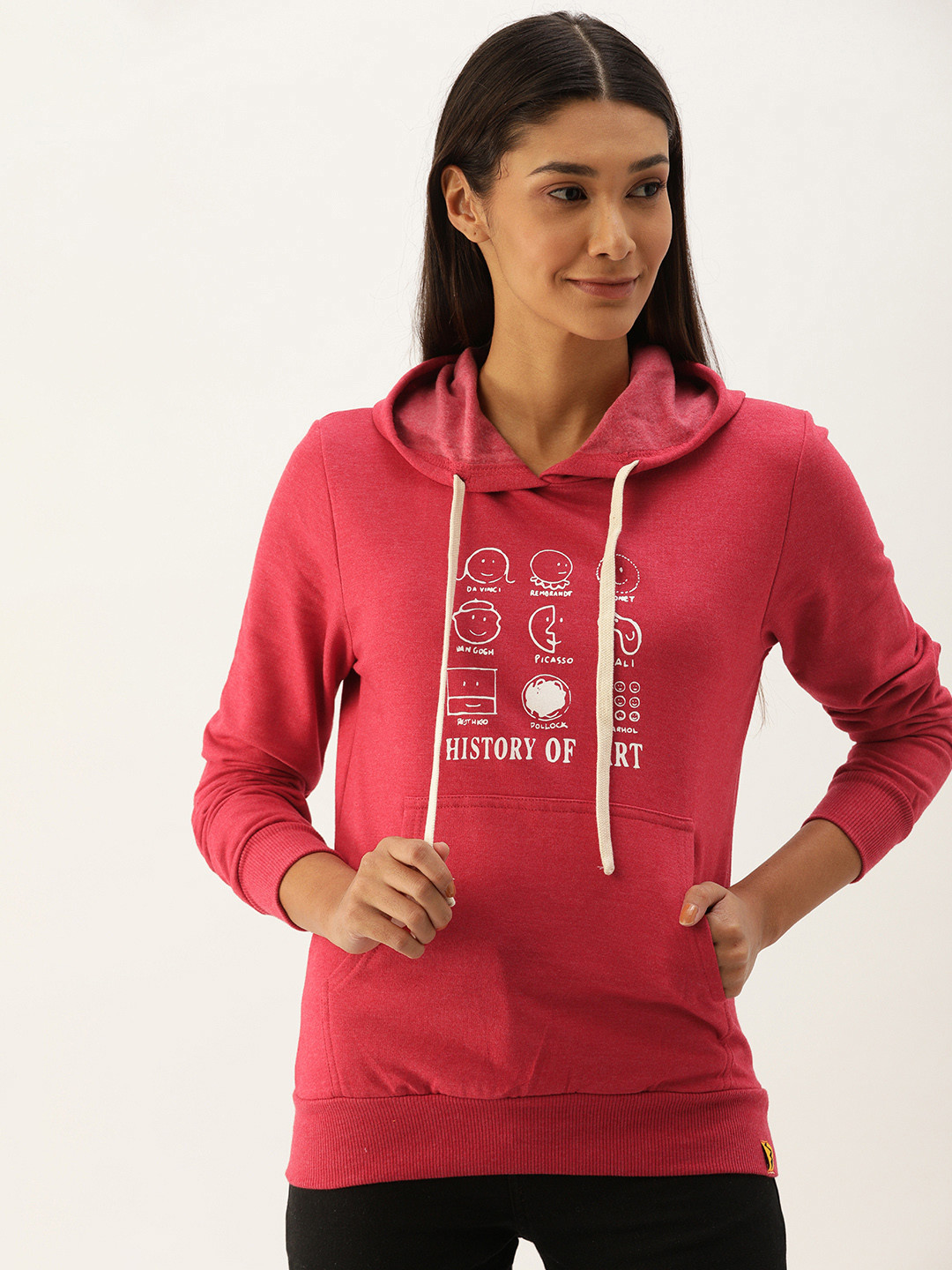 

Campus Sutra Women Maroon Printed Hooded Sweatshirt