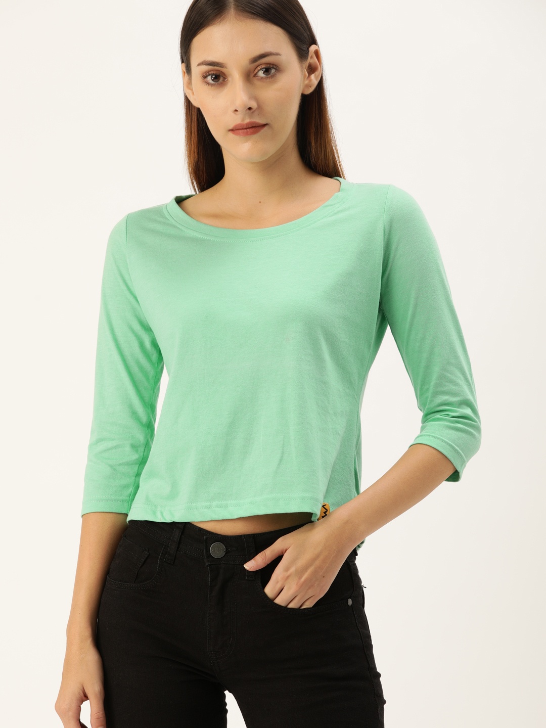 

Campus Sutra Women Sea Green Solid Top