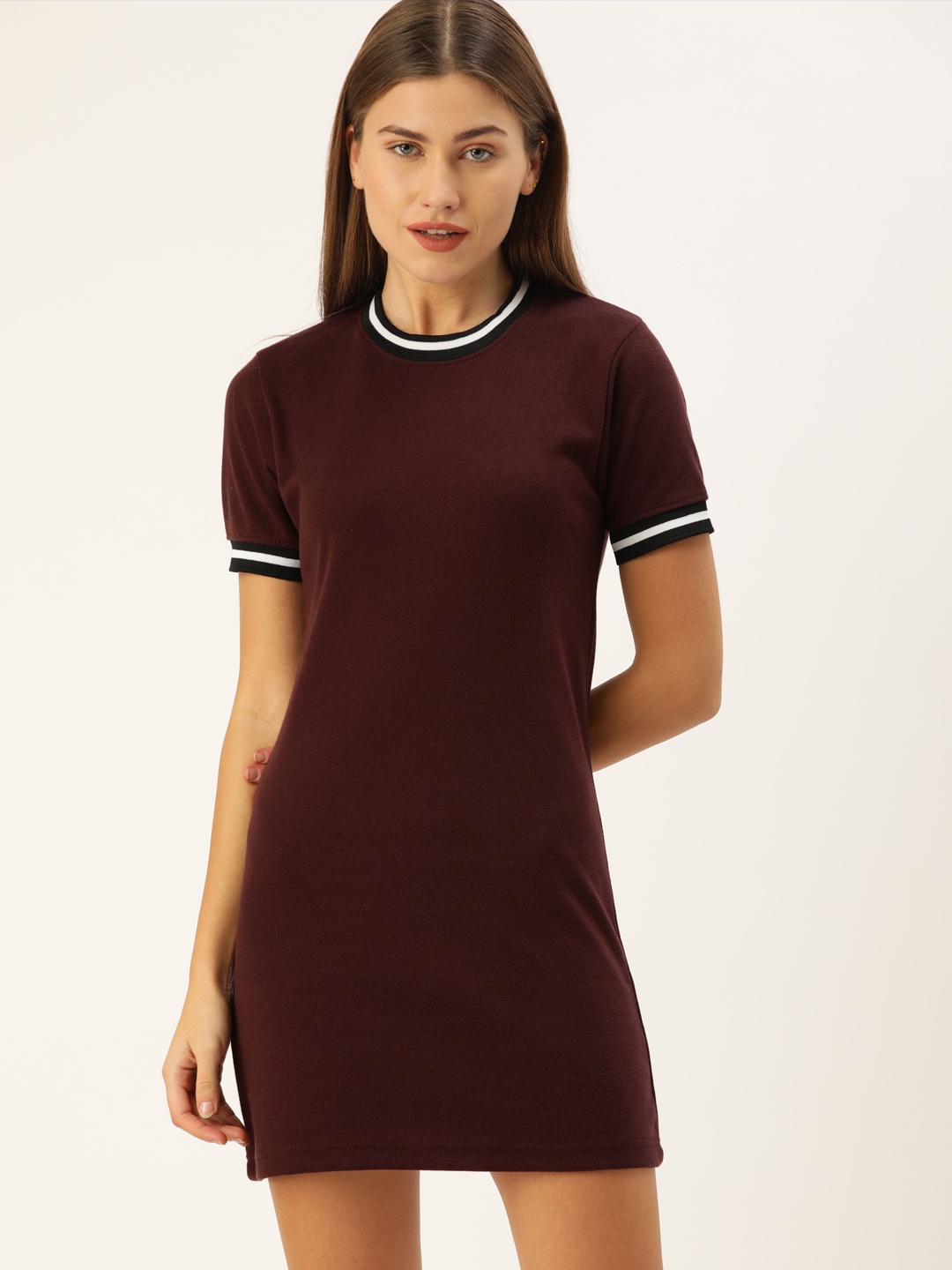 

Campus Sutra Women Maroon Solid T-shirt Dress