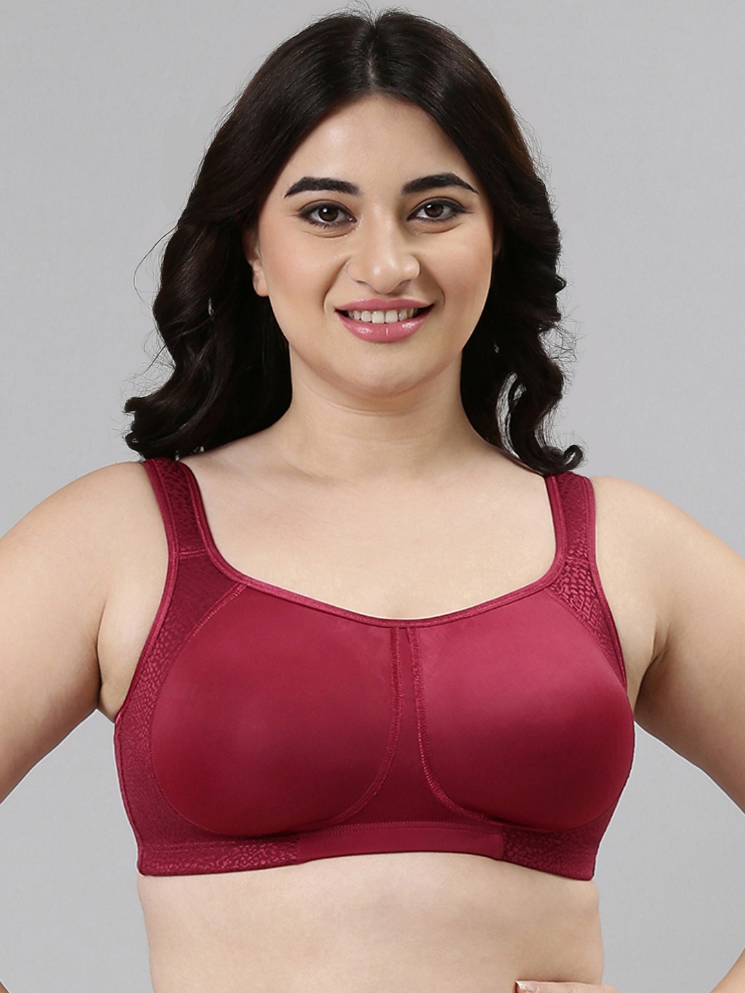 

Enamor Maroon Non-Wired Non Padded Full Coverage Everyday Bra F048, Red