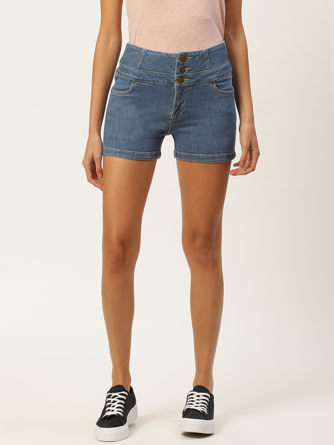 

Xpose Women Blue Solid Regular Fit Denim Shorts