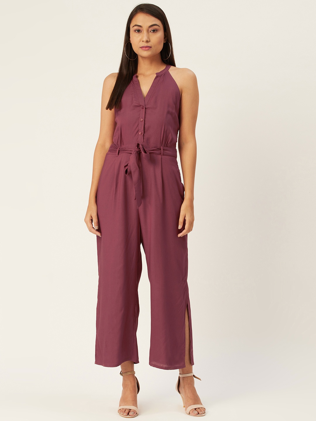 

DIVA WALK EXCLUSIVE Women Mauve Solid Basic Jumpsuit