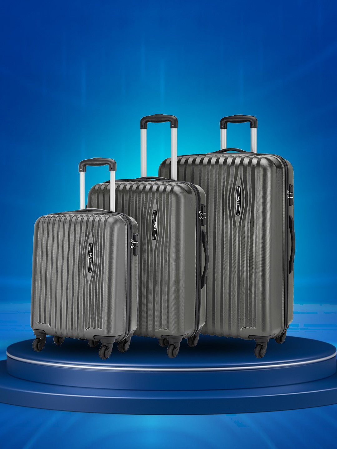 

Safari Glimpse Set of 3 Poly Carbonate Hard Trolley Bag, Charcoal